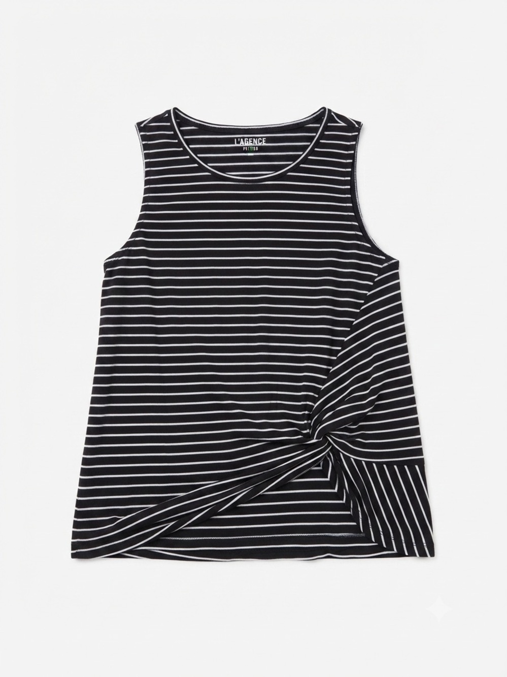 Cleo Petites Black & White Striped Twist Front Tank Top Size S/P